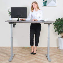Load image into Gallery viewer, BRODAN Electric Standing Desk with Power Charging Station, 54x24, Oak Top with Gray Frame
