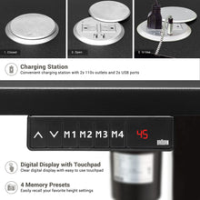 Load image into Gallery viewer, BRODAN Electric Standing Desk with Power Charging Station, 48x24, Black Top with Black Frame