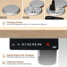 Load image into Gallery viewer, BRODAN Electric Standing Desk with Power Charging Station, 48x24, Maple Top with White Frame