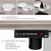 Load image into Gallery viewer, BRODAN Electric Standing Desk with Power Charging Station, 54x24, Oak Top with Gray Frame