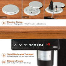 Load image into Gallery viewer, BRODAN Electric Standing Desk with Power Charging Station, 54x24, Walnut Top with Black Frame