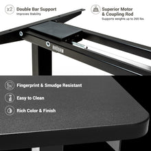 Load image into Gallery viewer, BRODAN Electric Standing Desk with Power Charging Station, 48x24, Black Top with Black Frame