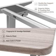 Load image into Gallery viewer, BRODAN Electric Standing Desk with Power Charging Station, 54x24, Oak Top with Gray Frame