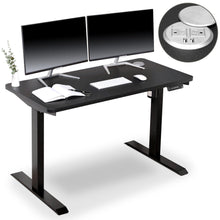 Load image into Gallery viewer, BRODAN Electric Standing Desk with Power Charging Station, 48x24, Black Top with Black Frame
